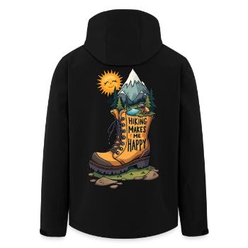 Wandern macht mich glücklich - Recycelte Männer Softshell-Jacke von Stanley/Stella - Schwarz - Hinten - AI Model Male 185 light (185cm)
