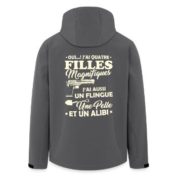 T-shirt pour les Papa - Quatre Filles Magnifiques - Veste softshell homme en polyester recyclé Stanley/Stella - charbon - Dos - AI Model Male 185 light (185cm)
