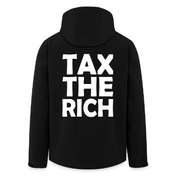 Tax the rich - Men’s Recycled Softshell Jacket by Stanley/Stella - black - Back - AI Model Male 185 light (185cm)