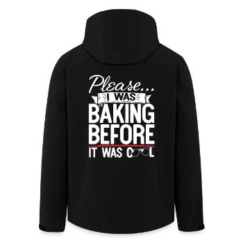 Please I Was Baking Before - Men’s Recycled Softshell Jacket by Stanley/Stella - black - Back - AI Model Male 185 light (185cm)