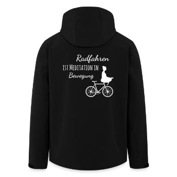 Radfahren ist Meditation in Bewegung - Recycelte Männer Softshell-Jacke von Stanley/Stella - Schwarz - Hinten - AI Model Male 185 light (185cm)