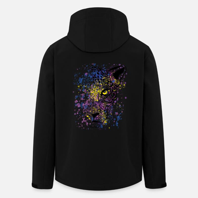 Léopard coloré Big Cat Animal Print Cool - Veste softshell homme en polyester recyclé Stanley/Stella - noir