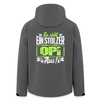 Opi - stolz - Recycelte Männer Softshell-Jacke von Stanley/Stella - Schwarz - Hinten - AI Model Male 185 light (185cm)