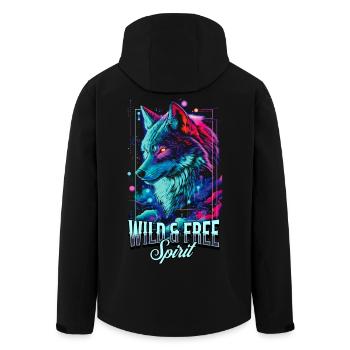 Loup Tête de Loup Predator Wilderness Neon Art Coloré - Veste softshell homme en polyester recyclé Stanley/Stella - noir - Dos - AI Model Male 185 light (185cm)