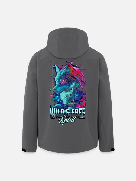 Wolf Wolf Head Predator Wilderness Neon Colorful Art - Men’s Recycled Softshell Jacket by Stanley/Stella - black