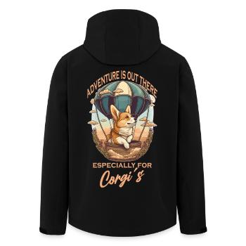 Adventurer dog in hot air balloon - Men’s Recycled Softshell Jacket by Stanley/Stella - black - Back - AI Model Male 185 light (185cm)