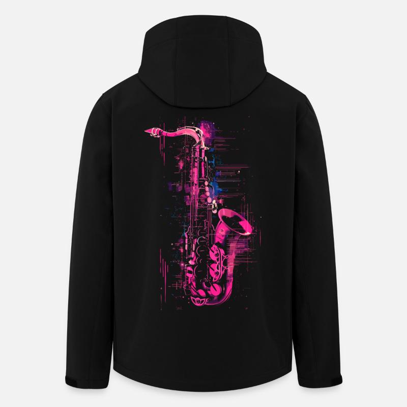 Saxophon Grafik - Recycelte Männer Softshell-Jacke von Stanley/Stella - Schwarz