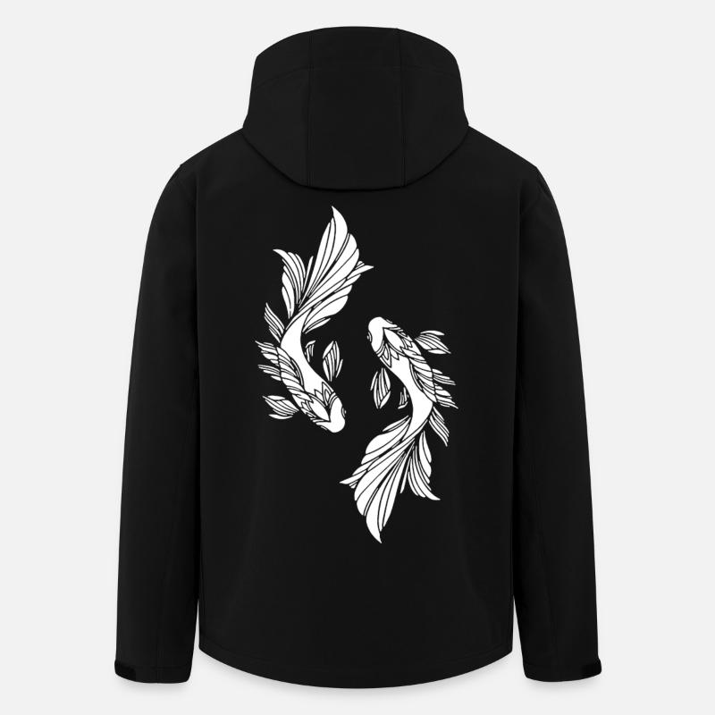 Deux poissons blancs - Veste softshell homme en polyester recyclé Stanley/Stella - noir