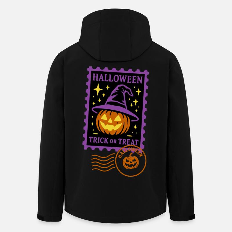 Timbre-poste - Citrouille d'Halloween avec chapeau magique - Veste softshell homme en polyester recyclé Stanley/Stella - noir