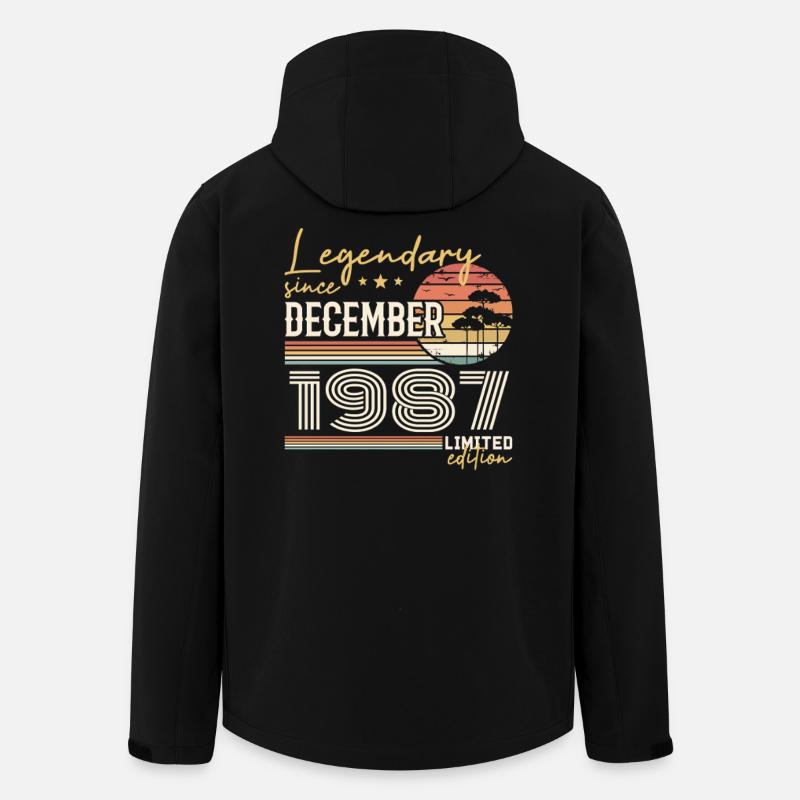 Cadeau 38e Anniversaire Décembre 1987 - Veste softshell homme en polyester recyclé Stanley/Stella - noir