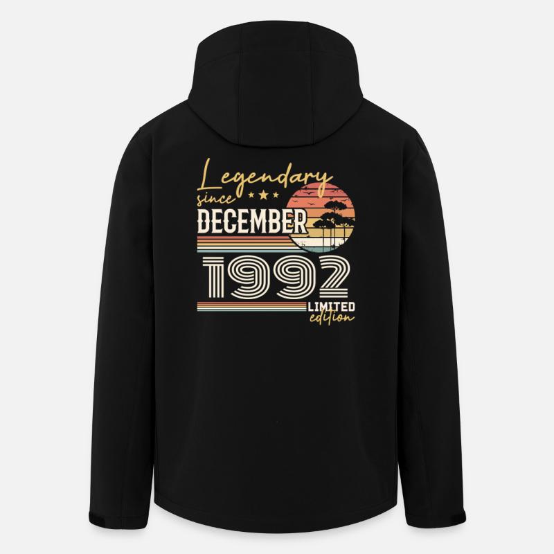 Cadeau 33e Anniversaire Décembre 1992 - Veste softshell homme en polyester recyclé Stanley/Stella - noir