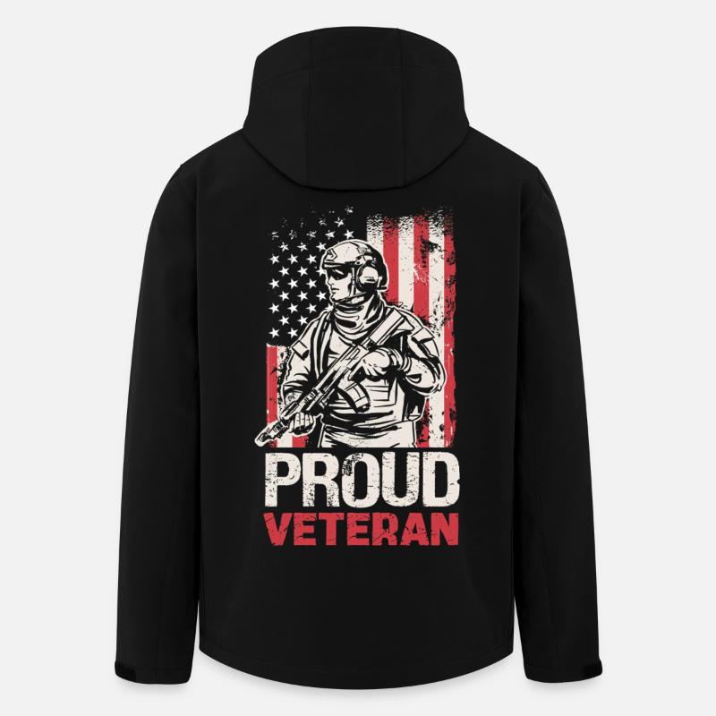 Stolzer Veteran mit US-Flagge - Recycelte Männer Softshell-Jacke von Stanley/Stella - Schwarz