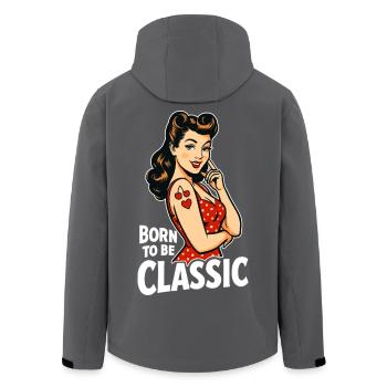 Born to Be Classic – Pin-Up Woman in Retro Style - Men’s Recycled Softshell Jacket by Stanley/Stella - black - Back - AI Model Male 185 light (185cm)