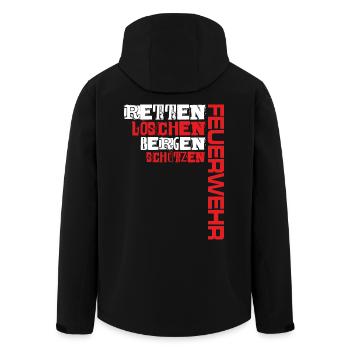 Feuerwehr - Retten Löschen Bergen Schützen - Recycelte Männer Softshell-Jacke von Stanley/Stella - Schwarz - Hinten - AI Model Male 185 light (185cm)