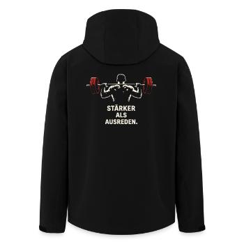 Fitness Shirt – Stärker als Ausreden – Kraftsport - Recycelte Männer Softshell-Jacke von Stanley/Stella - Schwarz - Hinten - AI Model Male 185 light (185cm)