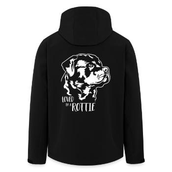 Loved by a Rottie Hunde Rottweiler Hund Wilsigns - Recycelte Männer Softshell-Jacke von Stanley/Stella - Schwarz - Hinten - AI Model Male 185 light (185cm)