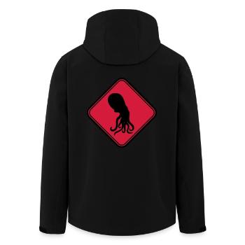 Octopus Danger Sign Caution Warning - Men’s Recycled Softshell Jacket by Stanley/Stella - black - Back - AI Model Male 185 light (185cm)