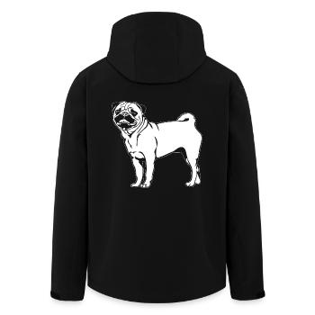 Pug Funny Dogs Dog Portrait Wilsigns - Men’s Recycled Softshell Jacket by Stanley/Stella - black - Back - AI Model Male 185 light (185cm)