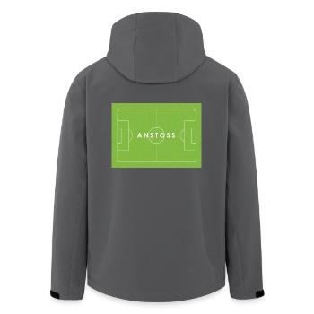 ANSTOSS Fußball Statement - Recycelte Männer Softshell-Jacke von Stanley/Stella - Schwarz - Hinten - AI Model Male 185 light (185cm)