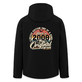 2008 Vintage Vintage Retro Birthday Gift - Men’s Recycled Softshell Jacket by Stanley/Stella - black - Back - AI Model Male 185 light (185cm)