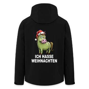 Weihnachtsmuffel Ich hasse Weihnachten Einhorn - Recycelte Männer Softshell-Jacke von Stanley/Stella - Schwarz - Hinten - AI Model Male 185 light (185cm)