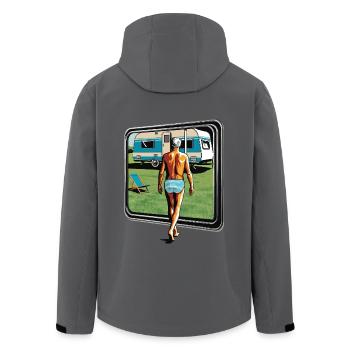 Rentner im Urlaub - Recycelte Männer Softshell-Jacke von Stanley/Stella - Schwarz - Hinten - AI Model Male 185 light (185cm)