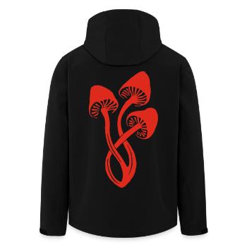 Trio of red mushrooms - Men’s Recycled Softshell Jacket by Stanley/Stella - black - Back - AI Model Male 185 light (185cm)