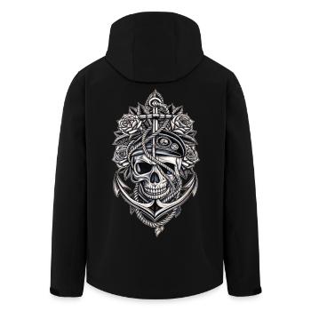 Navy Totenkopf Anker Gothic Totenschädel - Recycelte Männer Softshell-Jacke von Stanley/Stella - Schwarz - Hinten - AI Model Male 185 light (185cm)