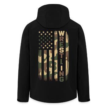 Wrestling USA Flagge Camo Patriot Design - Recycelte Männer Softshell-Jacke von Stanley/Stella - Schwarz - Hinten - AI Model Male 185 light (185cm)