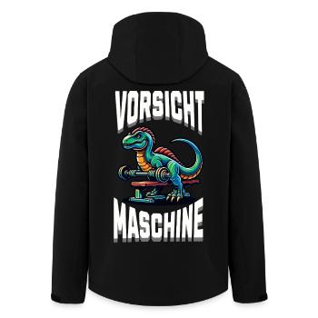 Gym Shirt – Vorsicht Maschine - Recycelte Männer Softshell-Jacke von Stanley/Stella - Schwarz - Hinten - AI Model Male 185 light (185cm)