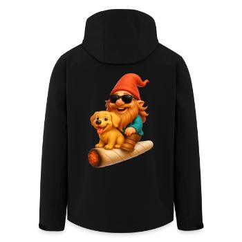 Cooler Zwerg mit Hund auf Joint fliegend - Weed - Recycelte Männer Softshell-Jacke von Stanley/Stella - Schwarz - Hinten - AI Model Male 185 light (185cm)