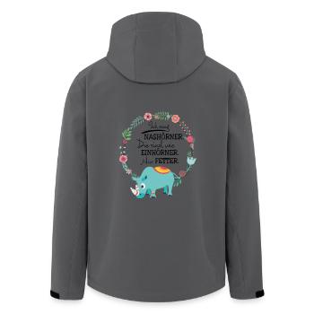 Nashorn Einhorn süß - Recycelte Männer Softshell-Jacke von Stanley/Stella - Schwarz - Hinten - AI Model Male 185 light (185cm)