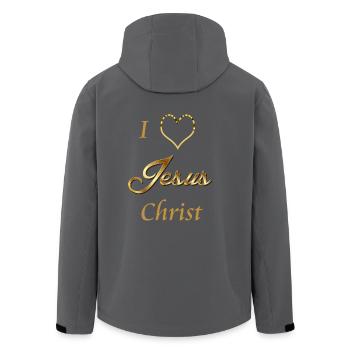 J'aime Jésus-Christ - Veste softshell homme en polyester recyclé Stanley/Stella - noir - Dos - AI Model Male 185 light (185cm)