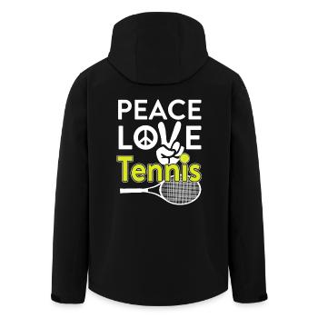 Peace Love Tennis - Men’s Recycled Softshell Jacket by Stanley/Stella - black - Back - AI Model Male 185 light (185cm)