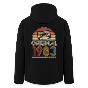 1983 Vintage Birthday Retro Gift - Men’s Recycled Softshell Jacket by Stanley/Stella - black - Back - AI Model Male 185 light (185cm)