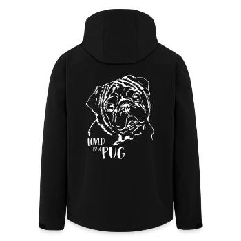 Loved by a Pug Dog Pug Dog Saying Wilsigns - Men’s Recycled Softshell Jacket by Stanley/Stella - black - Back - AI Model Male 185 light (185cm)