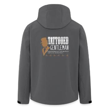 Motif de tatouage - Tatooed Gentleman - Encre tatouée - Veste softshell homme en polyester recyclé Stanley/Stella - charbon - Dos - AI Model Male 185 light (185cm)