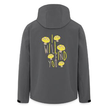 I want to find you - Funny mushroom picker saying Pil - Men’s Recycled Softshell Jacket by Stanley/Stella - black - Back - AI Model Male 185 light (185cm)