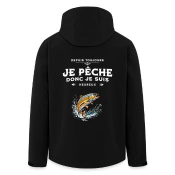 Ich fische, also bin ich glücklich - Recycelte Männer Softshell-Jacke von Stanley/Stella - Schwarz - Hinten - AI Model Male 185 light (185cm)