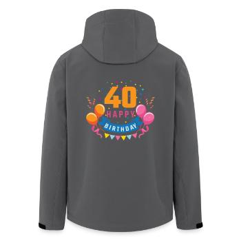 40ème anniversaire de 40 ans Joyeux anniversaire cadeau - Veste softshell homme en polyester recyclé Stanley/Stella - noir - Dos - AI Model Male 185 light (185cm)