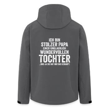 Papa Vater Vatertag Tochter - Recycelte Männer Softshell-Jacke von Stanley/Stella - Schwarz - Hinten - AI Model Male 185 light (185cm)