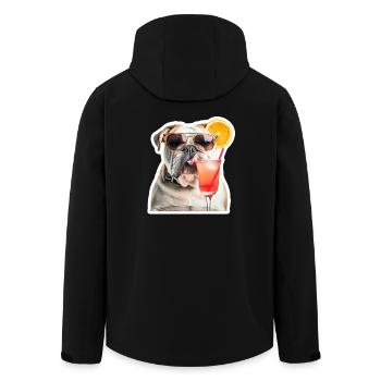 lustige Bulldogge mit Cocktail - Recycelte Männer Softshell-Jacke von Stanley/Stella - Schwarz - Hinten - AI Model Male 185 light (185cm)