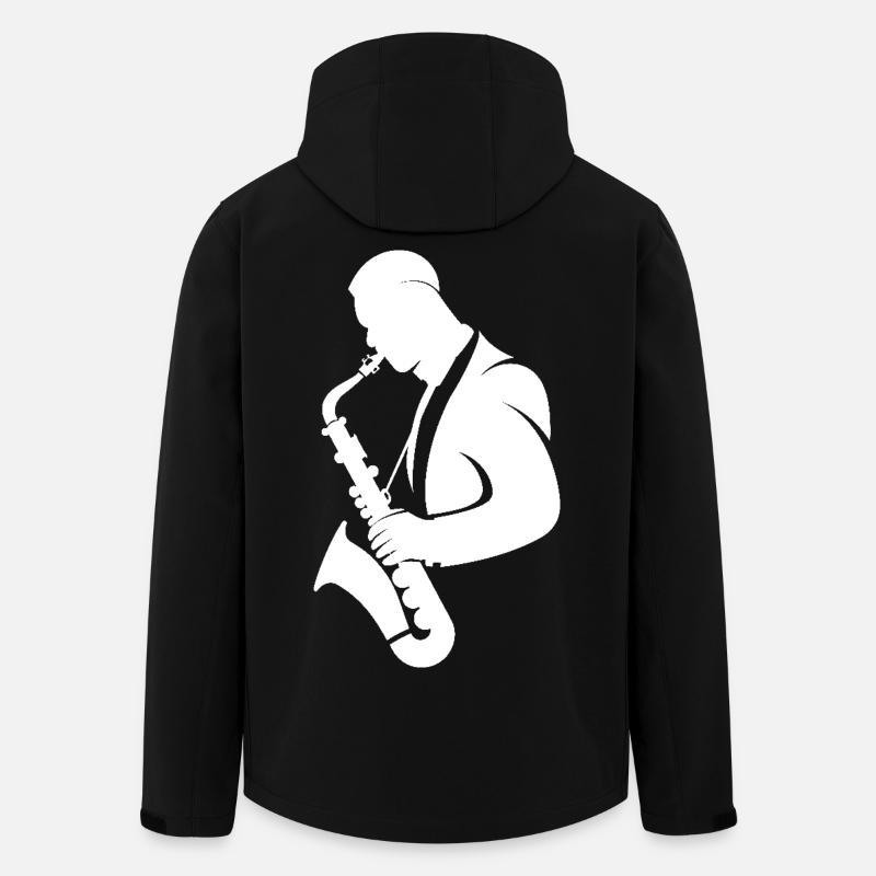 Dessin de saxophoniste - Veste softshell homme en polyester recyclé Stanley/Stella - noir