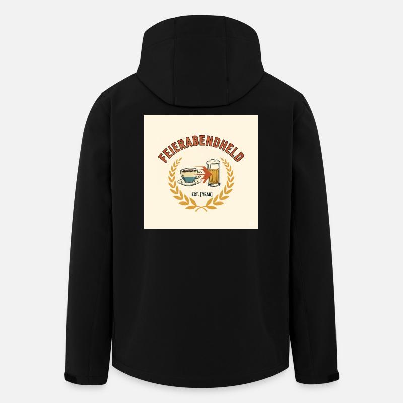 Feierabendheld Kaffeetasse & Bierglas Design - Recycelte Männer Softshell-Jacke von Stanley/Stella - Schwarz
