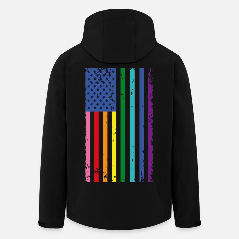 Regenbogen USA Flagge - Recycelte Männer Softshell-Jacke von Stanley/Stella - Schwarz