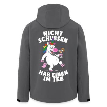 Nicht schubsen hab einen im Tee - Einhorn - saufen - Recycelte Männer Softshell-Jacke von Stanley/Stella - Schwarz - Hinten - AI Model Male 185 light (185cm)
