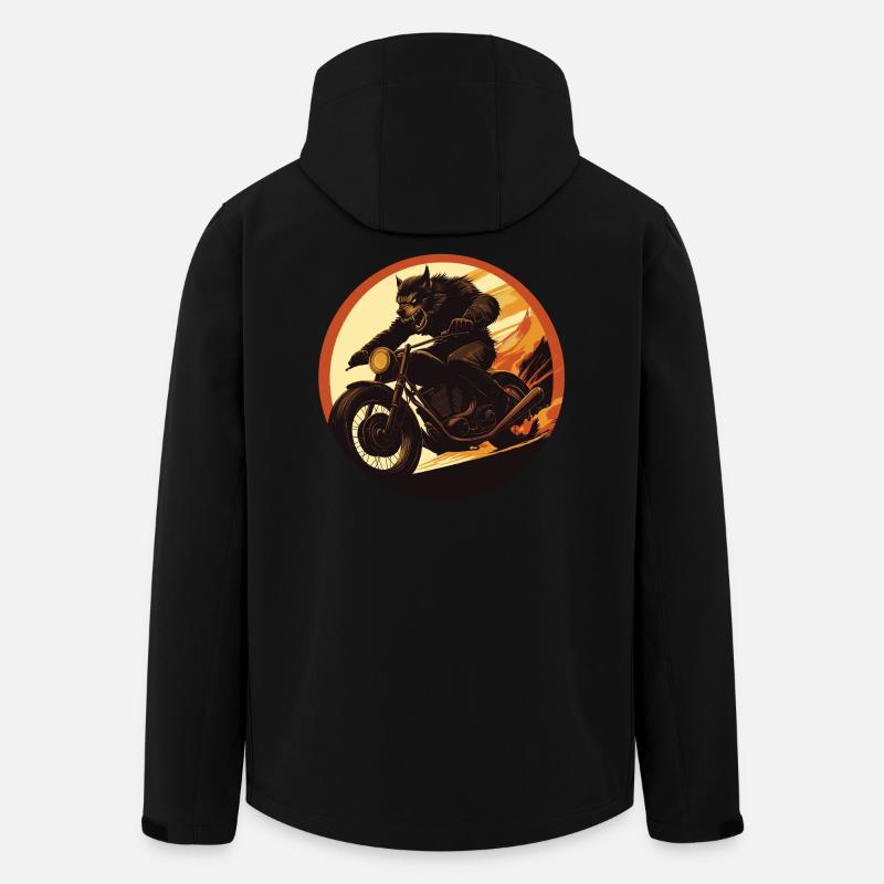 Werewolf Motorcycle Flame Circle - Men’s Recycled Softshell Jacket by Stanley/Stella - black