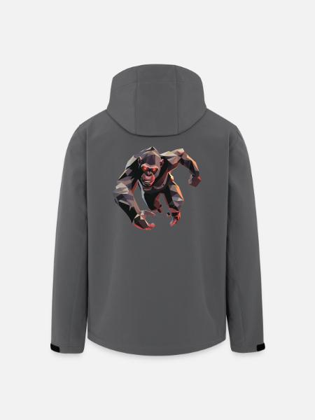 Gorilla im Low Poly Stil - Recycelte Männer Softshell-Jacke von Stanley/Stella - Schwarz
