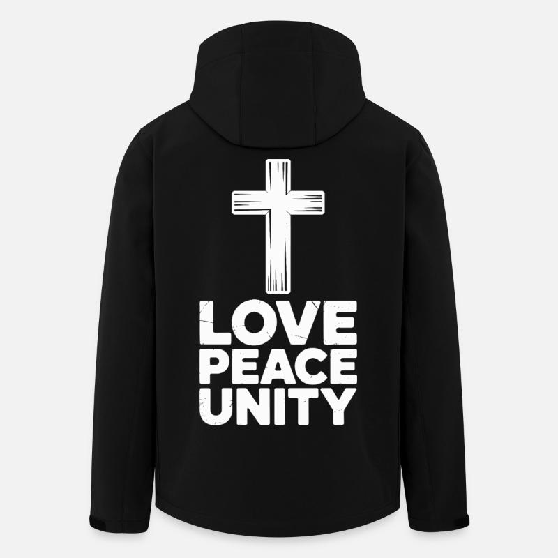 Love, Peace, Unity, Cross, Spirituality - Men’s Recycled Softshell Jacket by Stanley/Stella - black
