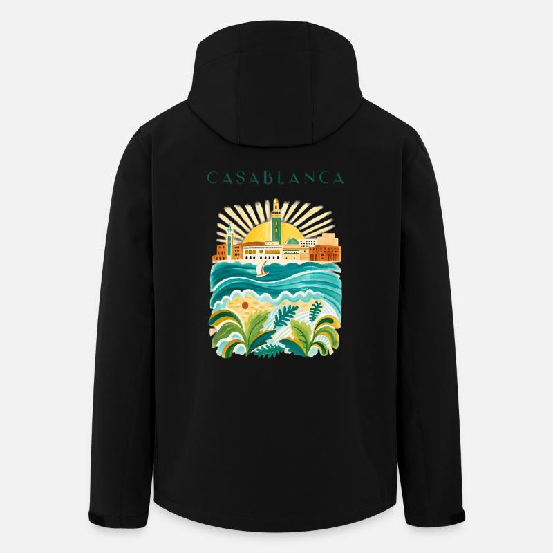 Illustration de l’Idylle côtier de Casablanca - Veste softshell homme en polyester recyclé Stanley/Stella - noir